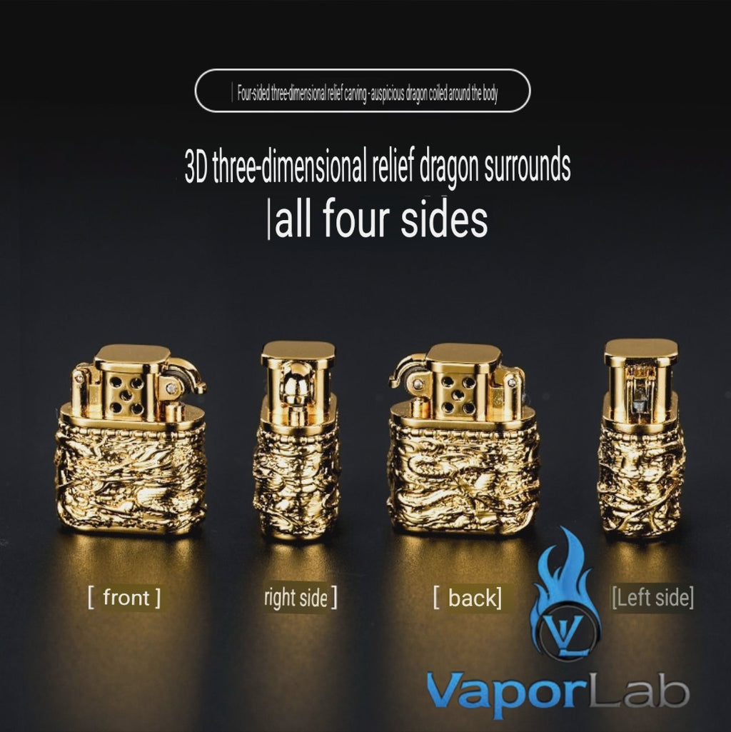 korek api minyak sumbu kapas mini vintage oil kerosene classic lighter logo naga dragon ukiran dengan giftbox
