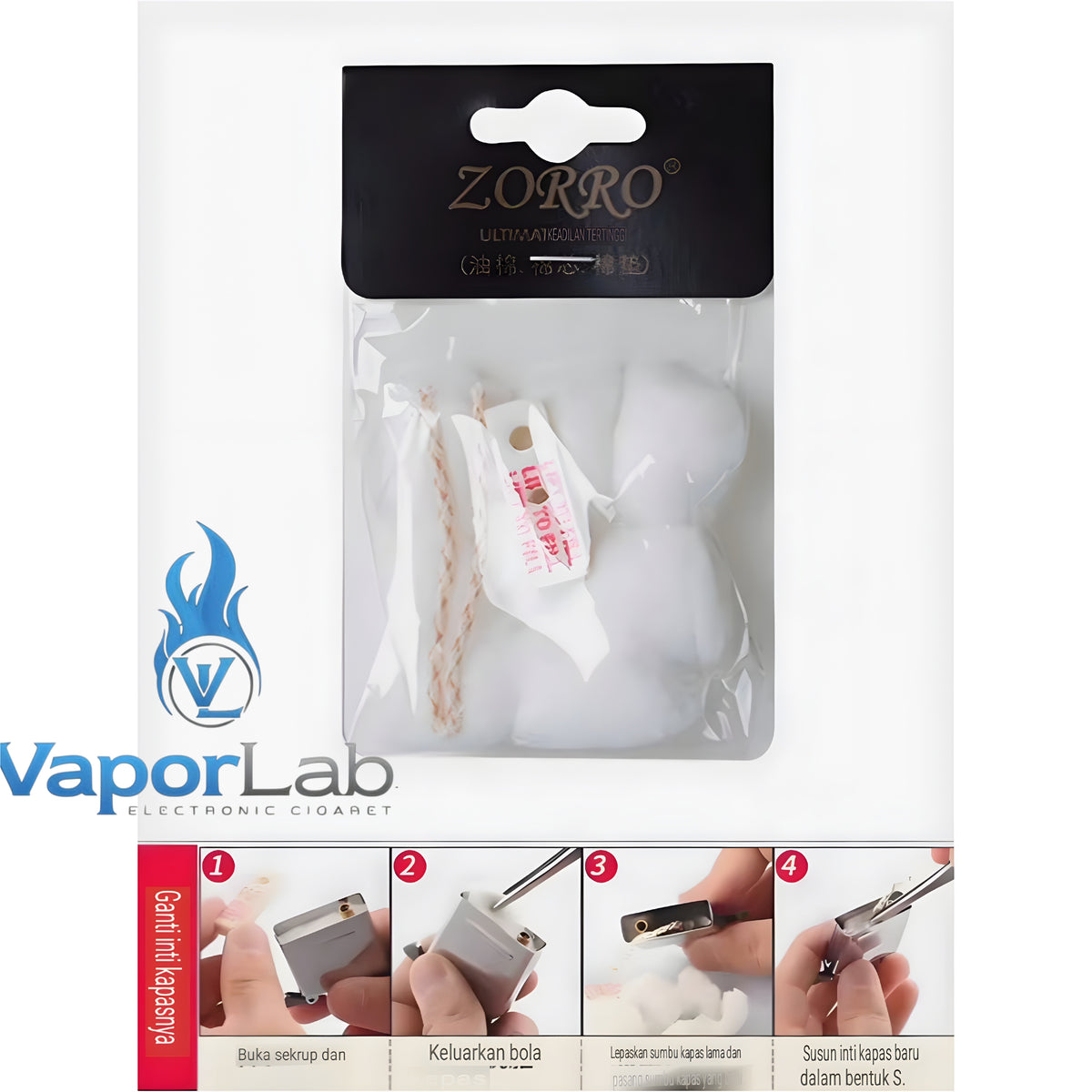 kapas sumbu merk zorro original wick cotton felt sparepart aksesoris untuk korek api minyak zippo oil lighter replacement parts