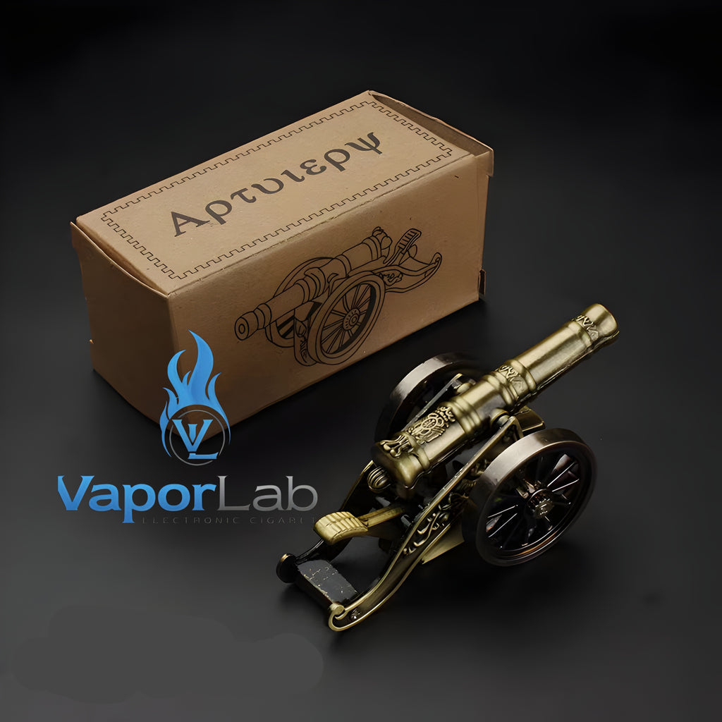 korek api pajangan antik unik model meriam bahan besi gas bisa diisi ulang nyala bara canon classic gas lighter display 3844