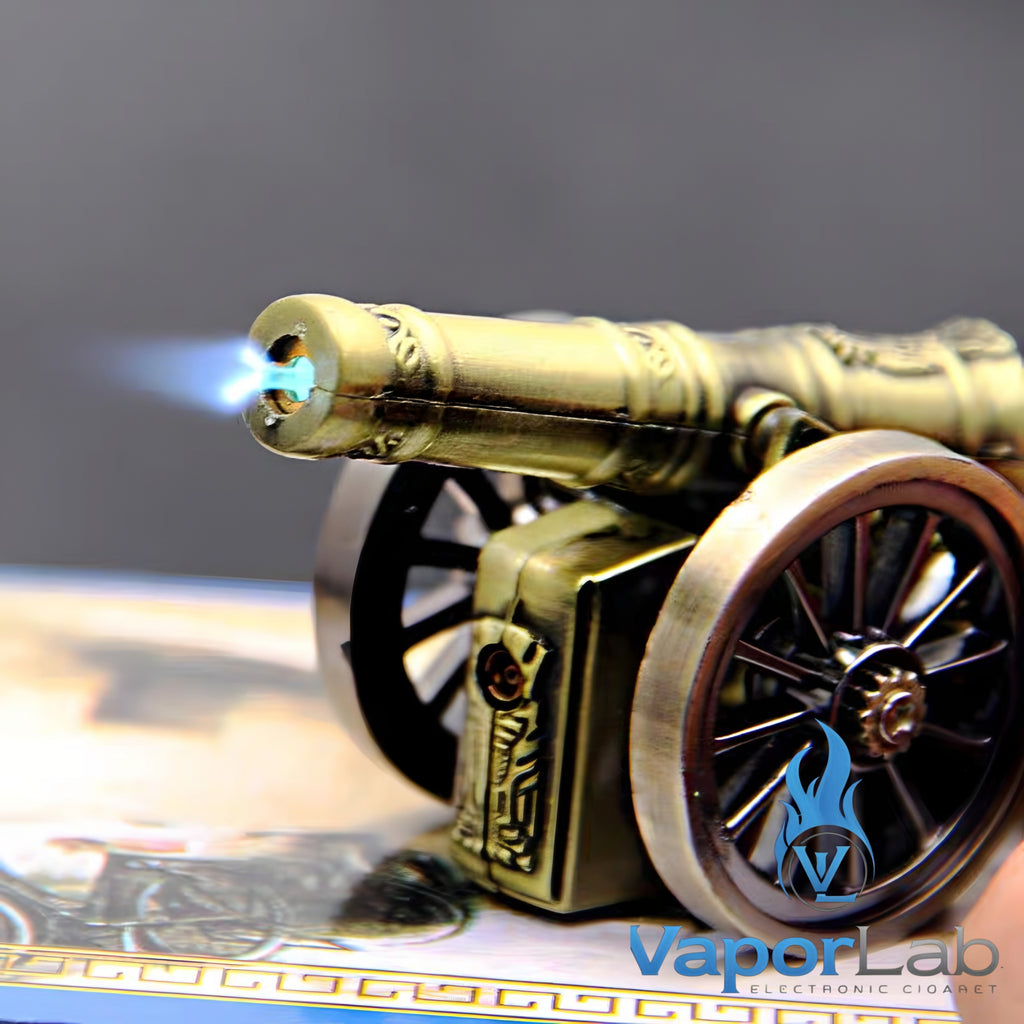 korek api pajangan antik unik model meriam bahan besi gas bisa diisi ulang nyala bara canon classic gas lighter display 3844