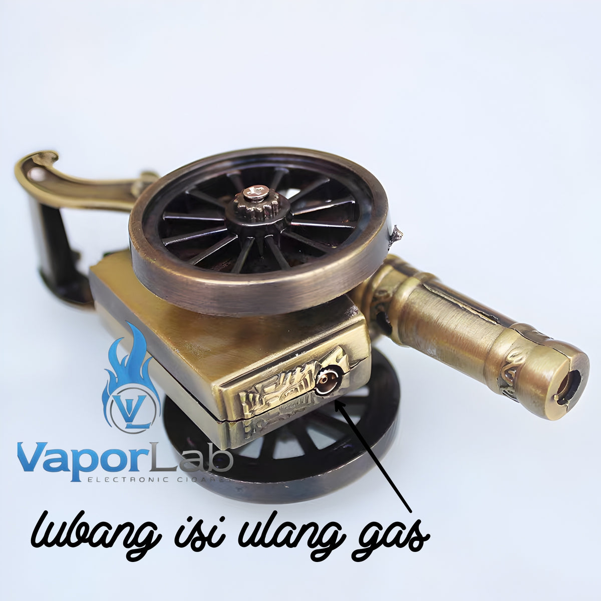 korek api pajangan antik unik model meriam bahan besi gas bisa diisi ulang nyala bara canon classic gas lighter display 3844