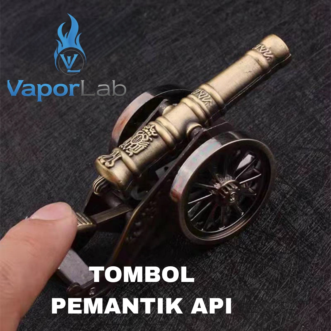 korek api pajangan antik unik model meriam bahan besi gas bisa diisi ulang nyala bara canon classic gas lighter display 3844