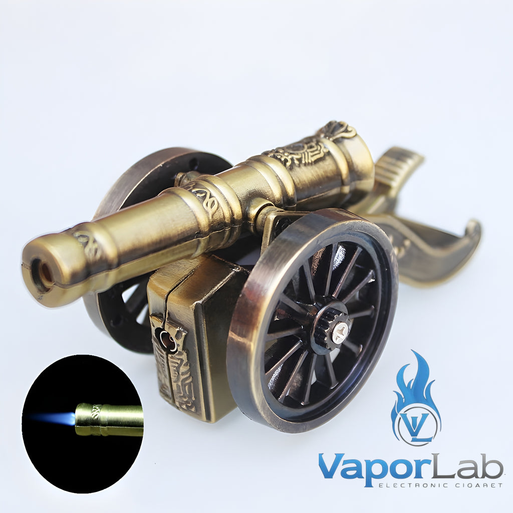 korek api pajangan antik unik model meriam bahan besi gas bisa diisi ulang nyala bara canon classic gas lighter display 3844