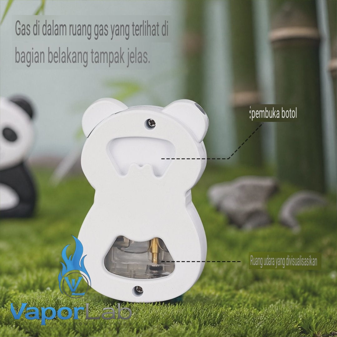 korek api lucu gas mudah diisi ulang ada bukaan botol model panda motif unik dengan indikator gas kaca 3850