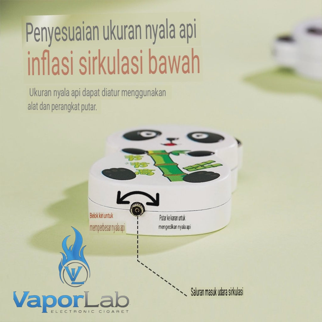korek api lucu gas mudah diisi ulang ada bukaan botol model panda motif unik dengan indikator gas kaca 3850