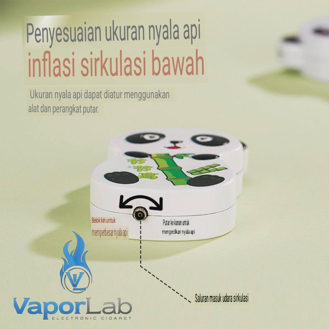 korek api lucu gas mudah diisi ulang ada bukaan botol model panda motif unik dengan indikator gas kaca 3850
