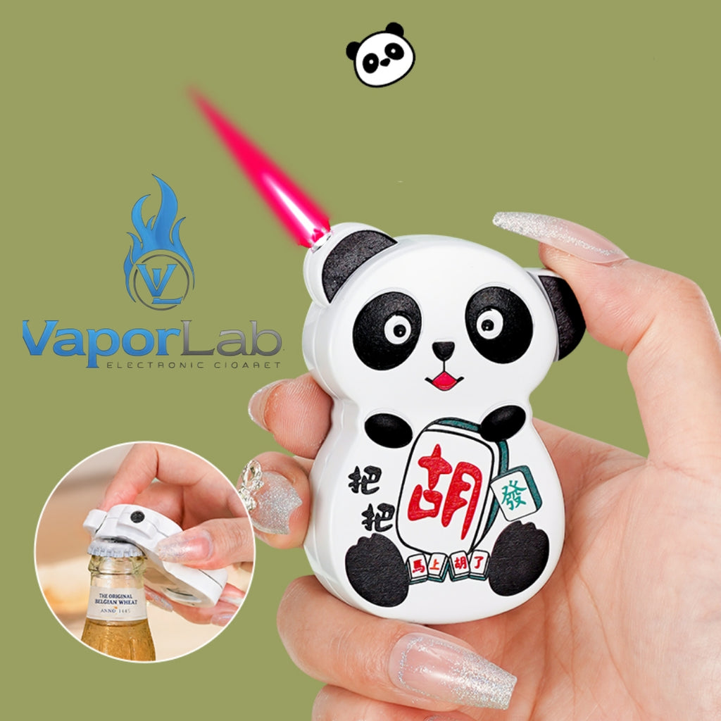 korek api lucu gas mudah diisi ulang ada bukaan botol model panda motif unik dengan indikator gas kaca 3850