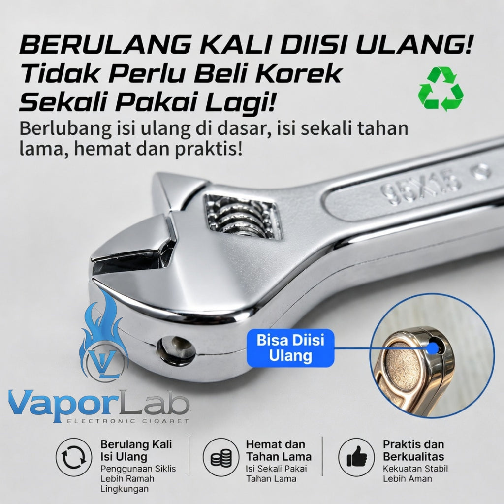 korek api besi lucu unik model kunci inggris gas mudah diisi ulang fun metal wrench refillable gas lighter 3848