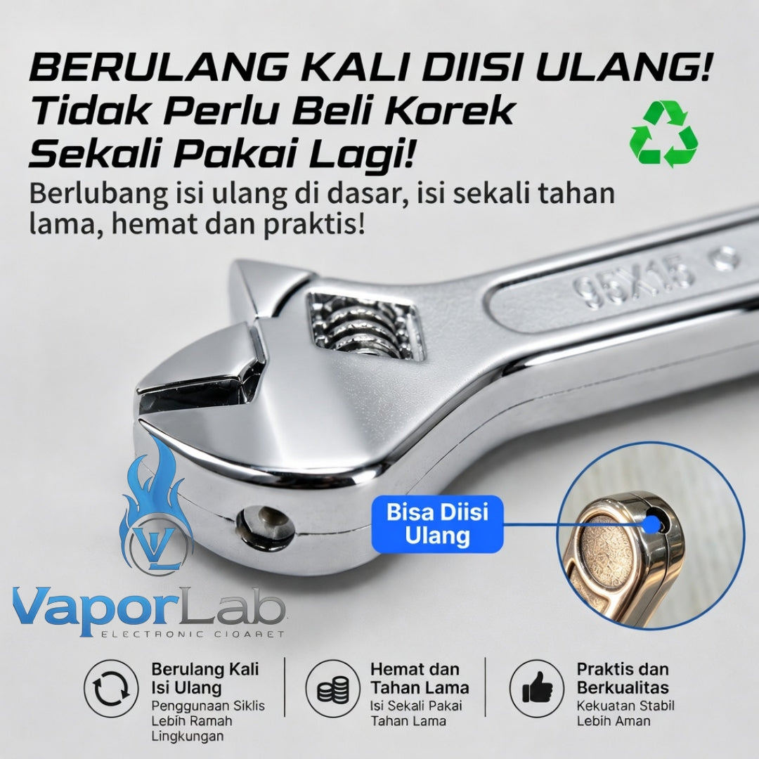 korek api besi lucu unik model kunci inggris gas mudah diisi ulang fun metal wrench refillable gas lighter 3848
