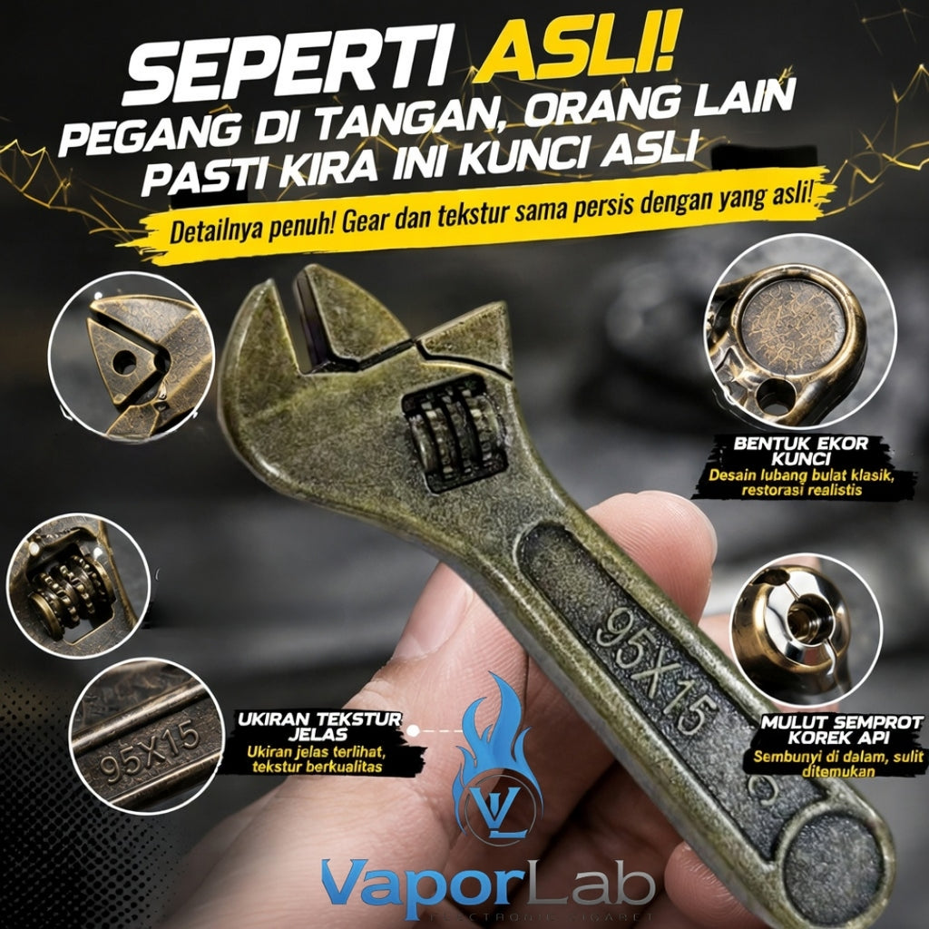 korek api besi lucu unik model kunci inggris gas mudah diisi ulang fun metal wrench refillable gas lighter 3848