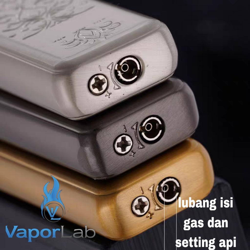 korek api besi slim design gas mudah diisi ulang pemantik roda batu api classic slim refillable gas lighter BROAD original 3921