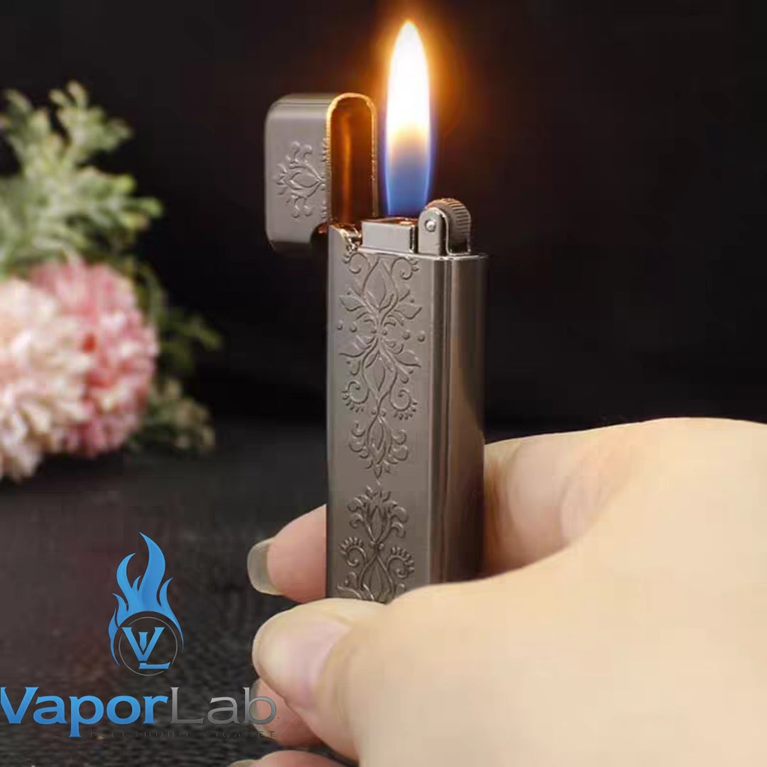 korek api besi slim design gas mudah diisi ulang pemantik roda batu api classic slim refillable gas lighter BROAD original 3921