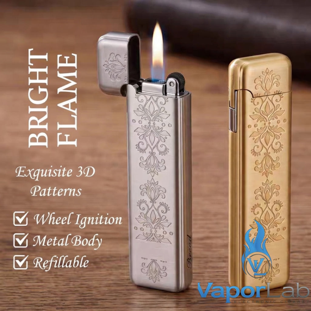 korek api besi slim design gas mudah diisi ulang pemantik roda batu api classic slim refillable gas lighter BROAD original 3921