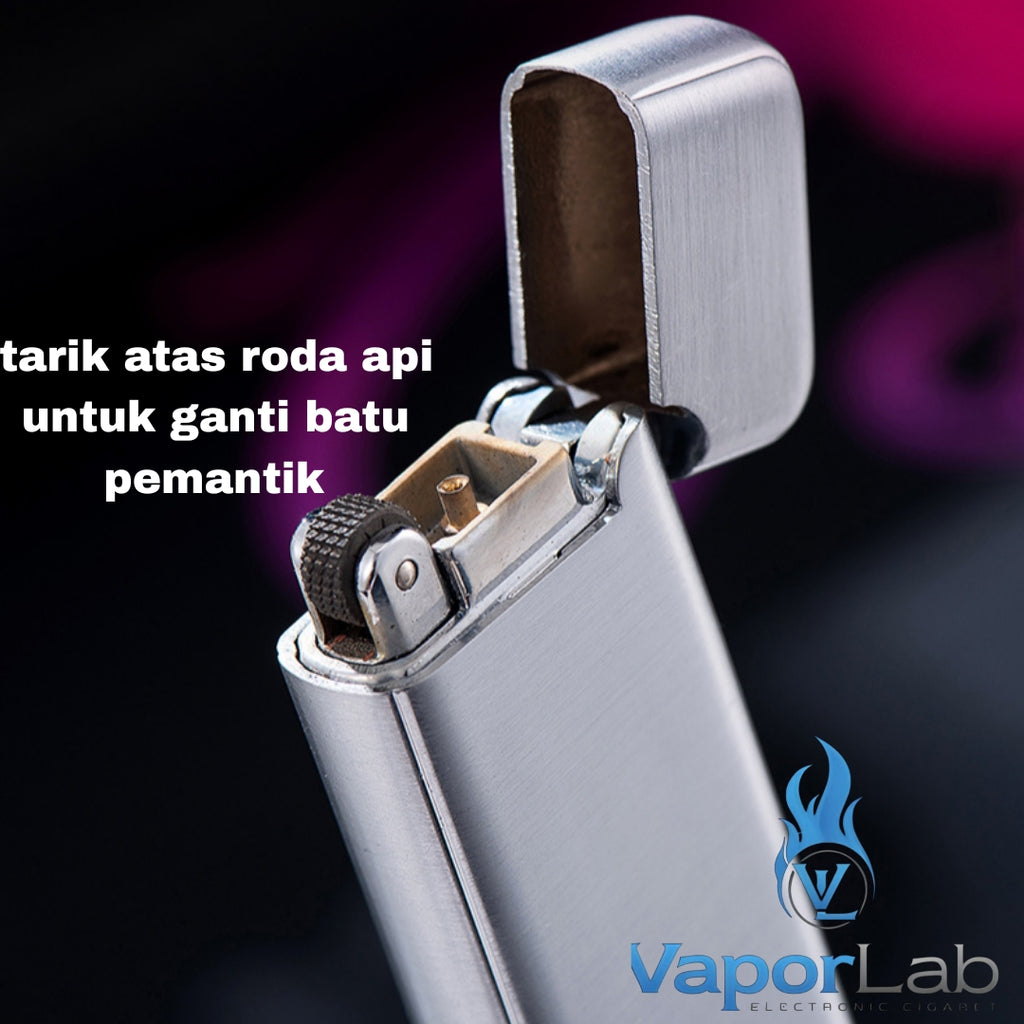 korek api besi slim design gas mudah diisi ulang pemantik roda batu api classic slim refillable gas lighter BROAD original 3921