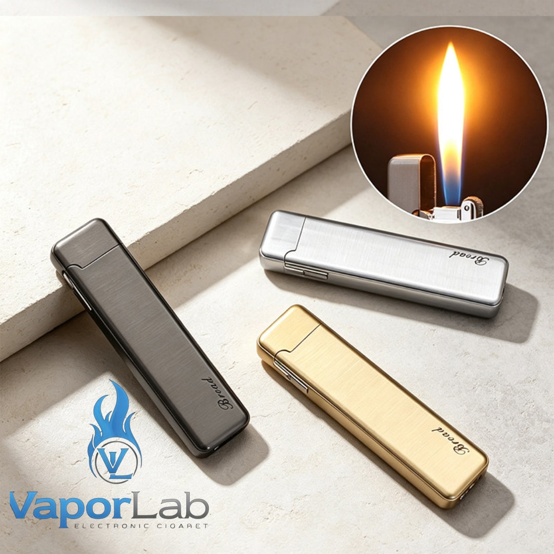 korek api besi slim design gas mudah diisi ulang pemantik roda batu api classic slim refillable gas lighter BROAD original 3921