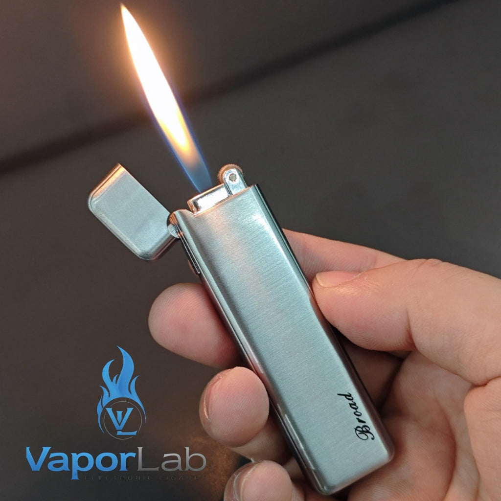 korek api besi slim design gas mudah diisi ulang pemantik roda batu api classic slim refillable gas lighter BROAD original 3921