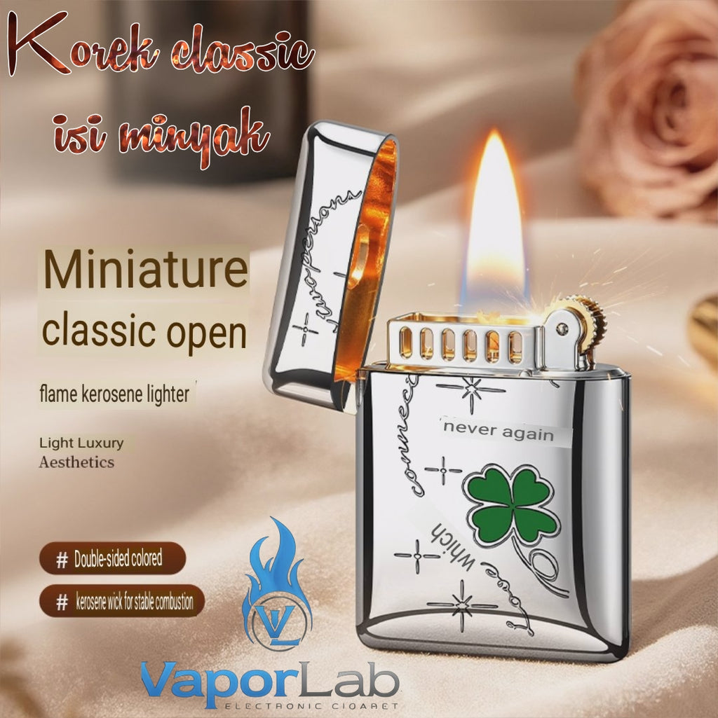 korek api besi isi ulang minyak pakai sumbu kapas roda api full ukiran unik chrome oil kerosene lighter 3929