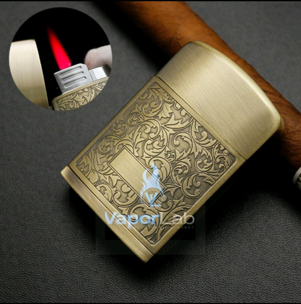 mancis korek api bara isi ulang gas BROAD batik jet torch refillable gas metal lighter classic design