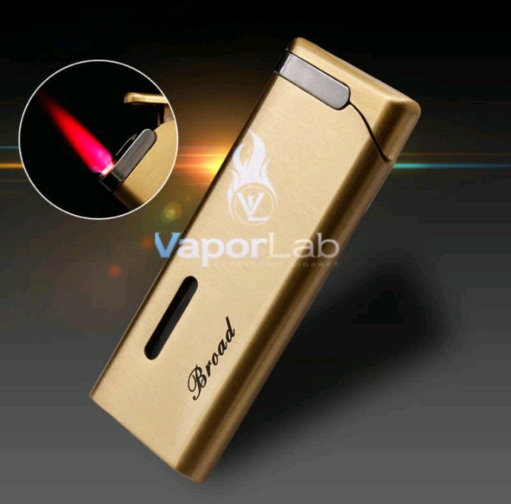 mancis korek api bara merah isi ulang gas BROAD elegant slim design refillable gas lighter dengan kaca indikator