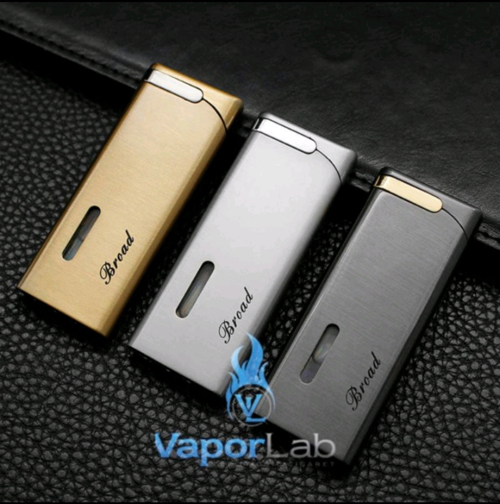 mancis korek api bara merah isi ulang gas BROAD elegant slim design refillable gas lighter dengan kaca indikator