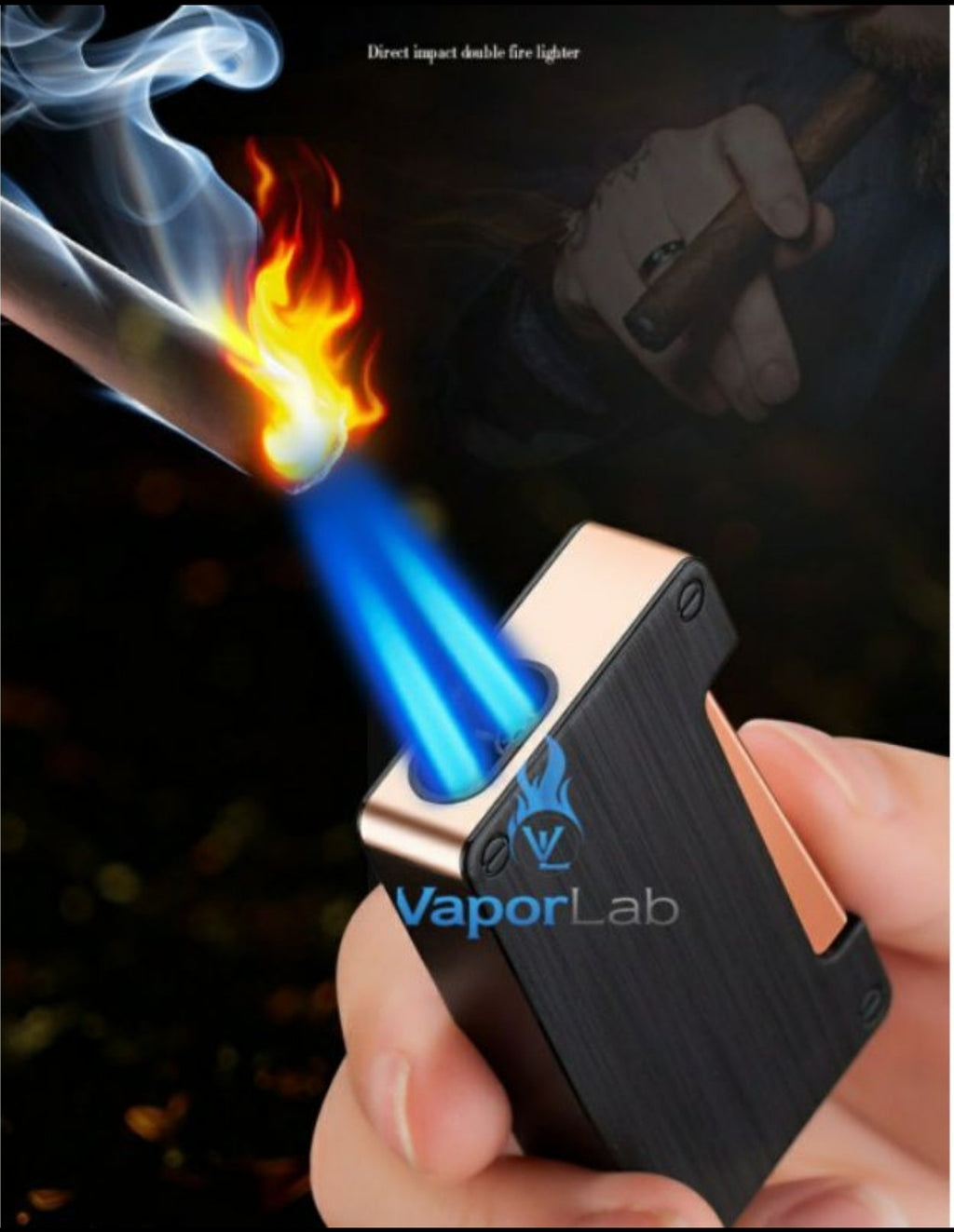 mancis korek api bara dua mata las unik dual flame jet torch refillable gas lighter polos