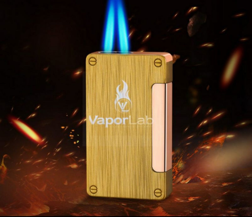 mancis korek api bara dua mata las unik dual flame jet torch refillable gas lighter polos