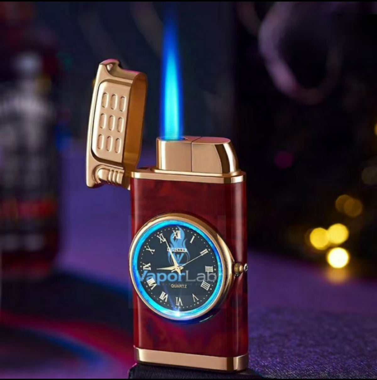 korek api gas bisa isi ulang bara las model jam watch refillable gas lighter unik elegant