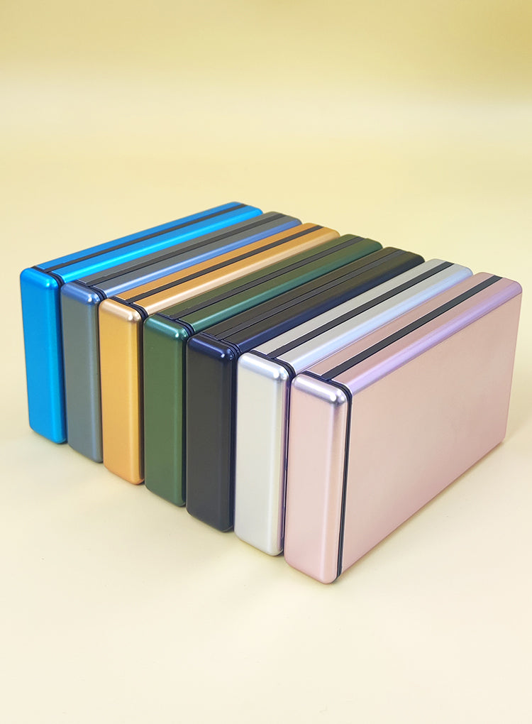 kotak tempat simpan penyimpanan rokok slim design universal all size cigarette auto slide open metal case aluminium besi tebal