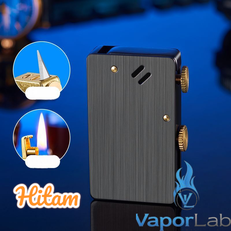 korek api klasik vintage sumbu minyak dengan tombol auto eject kerosene oil lighter dengan pisau mini cutter kemasan giftbox duesouth