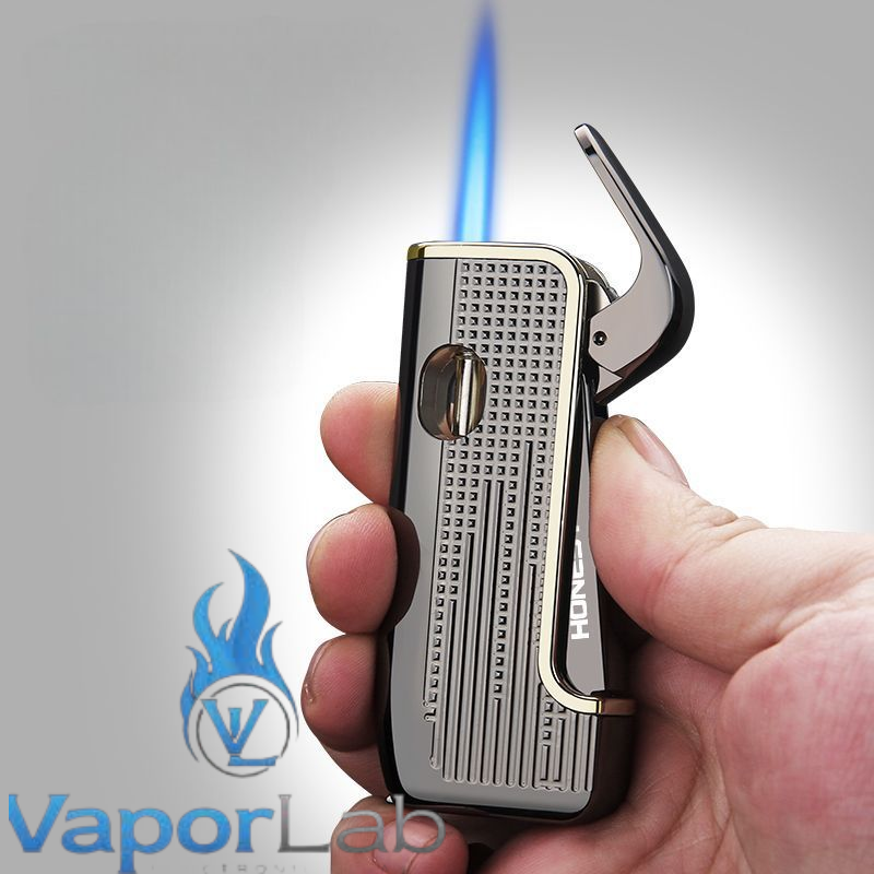 korek api bara las honest original refillable gas jet torch cigar lighter dengan hole puncher dan indikator gas