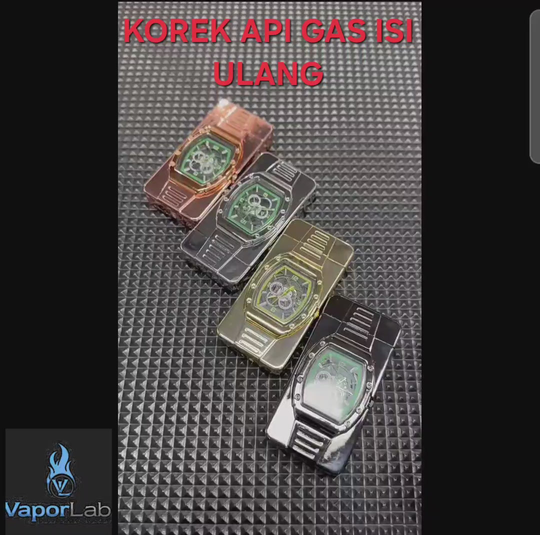 korek api gas bara las model jam jet torch watch refillable gas lighter with gift box mewah