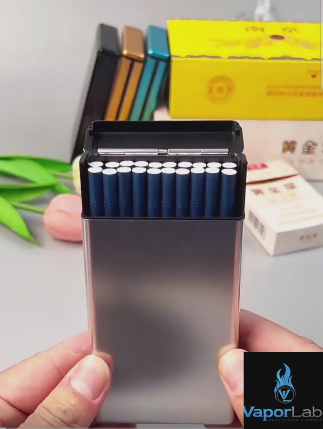 kotak tempat simpan penyimpanan rokok slim design universal all size cigarette auto slide open metal case aluminium besi tebal