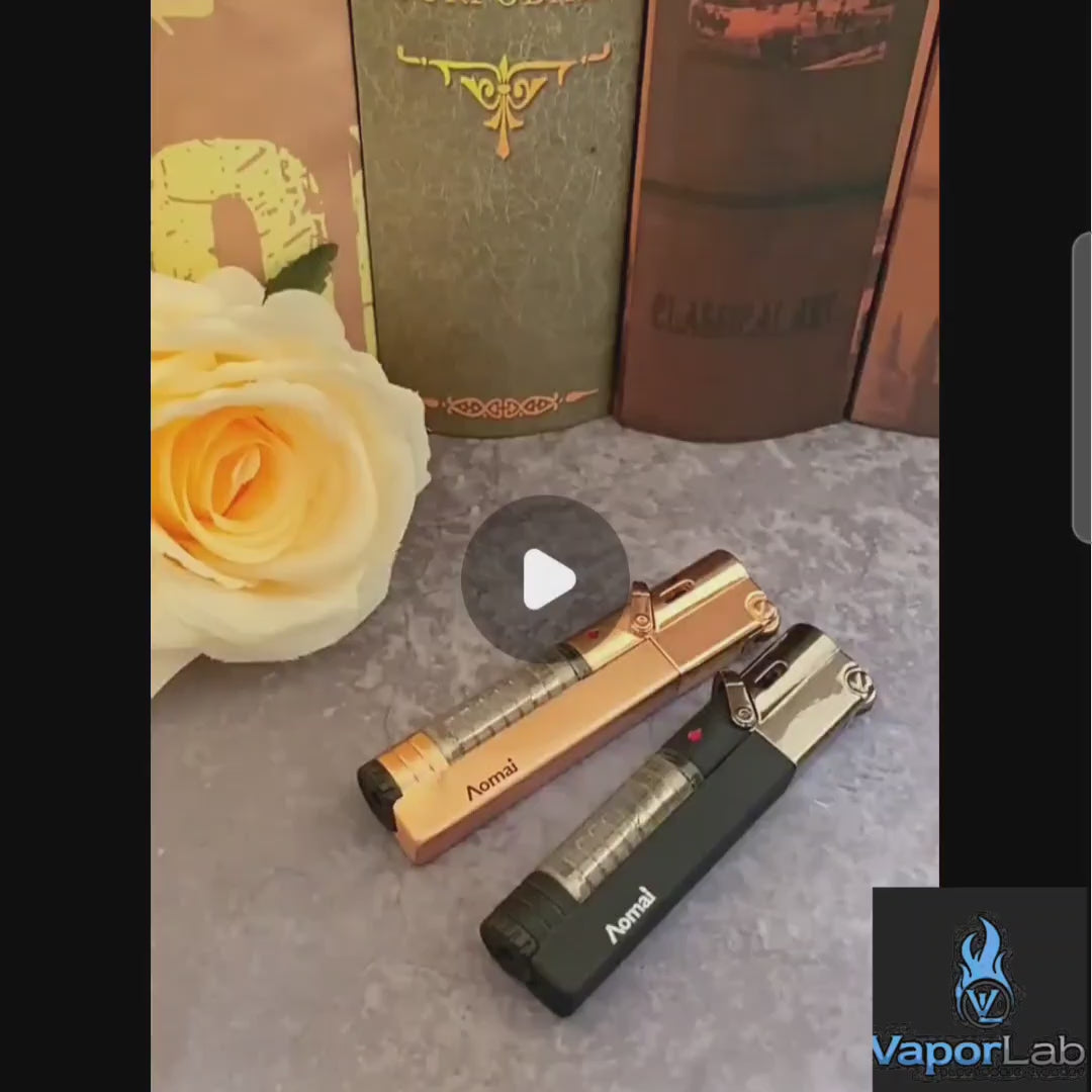 korek api roda gas aomai bara las jet torch refillable gas lighter bisa di lock ada kaca indikator transparant