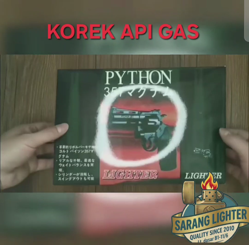 Korek api gas model pistol revolver python 357 refillable gas lighter pajangan cosplay display meja