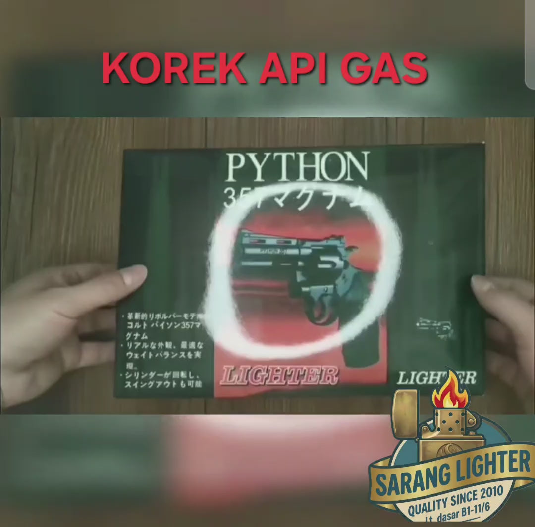 Korek api gas model pistol revolver python 357 refillable gas lighter pajangan cosplay display meja