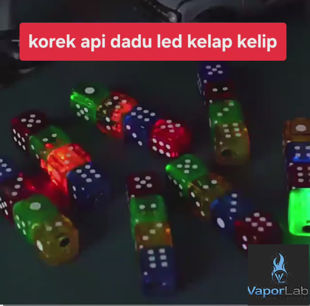 korek api model dadu bara jet torch transparant dice refillable gas lighter ada lampu kelap kelip unik lucu