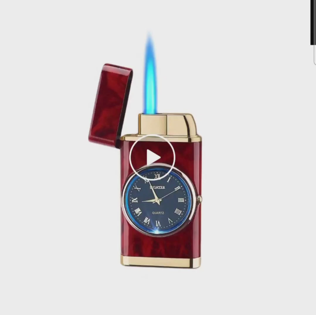 korek api gas bisa isi ulang bara las model jam watch refillable gas lighter unik elegant