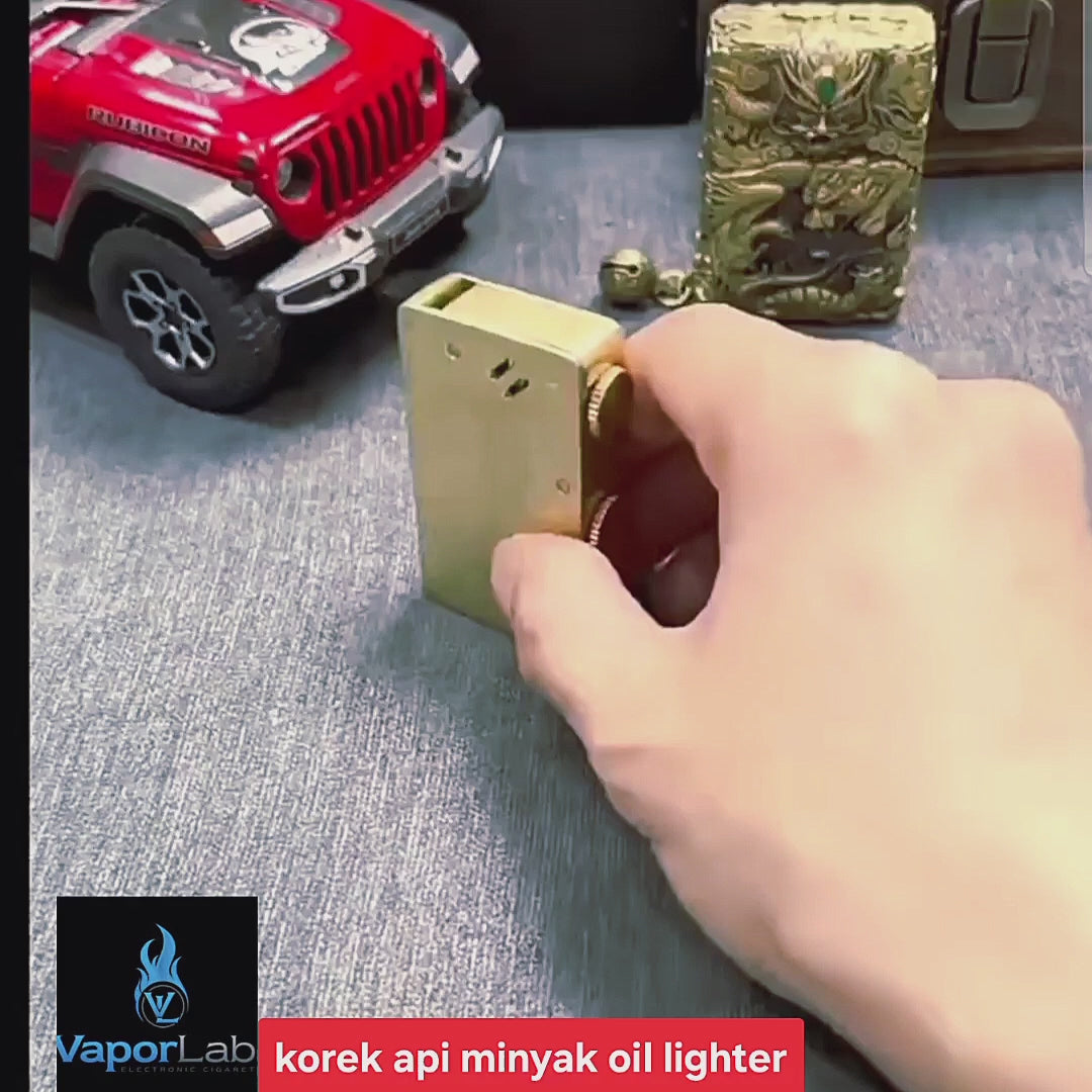 korek api klasik vintage sumbu minyak dengan tombol auto eject kerosene oil lighter dengan pisau mini cutter kemasan giftbox duesouth