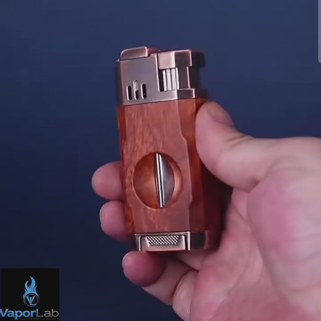 korek api bara dual las HONEST original dengan pemotong cutter untuk cerutu cigar double jet torch gas lighter ada indikator kaca transparant