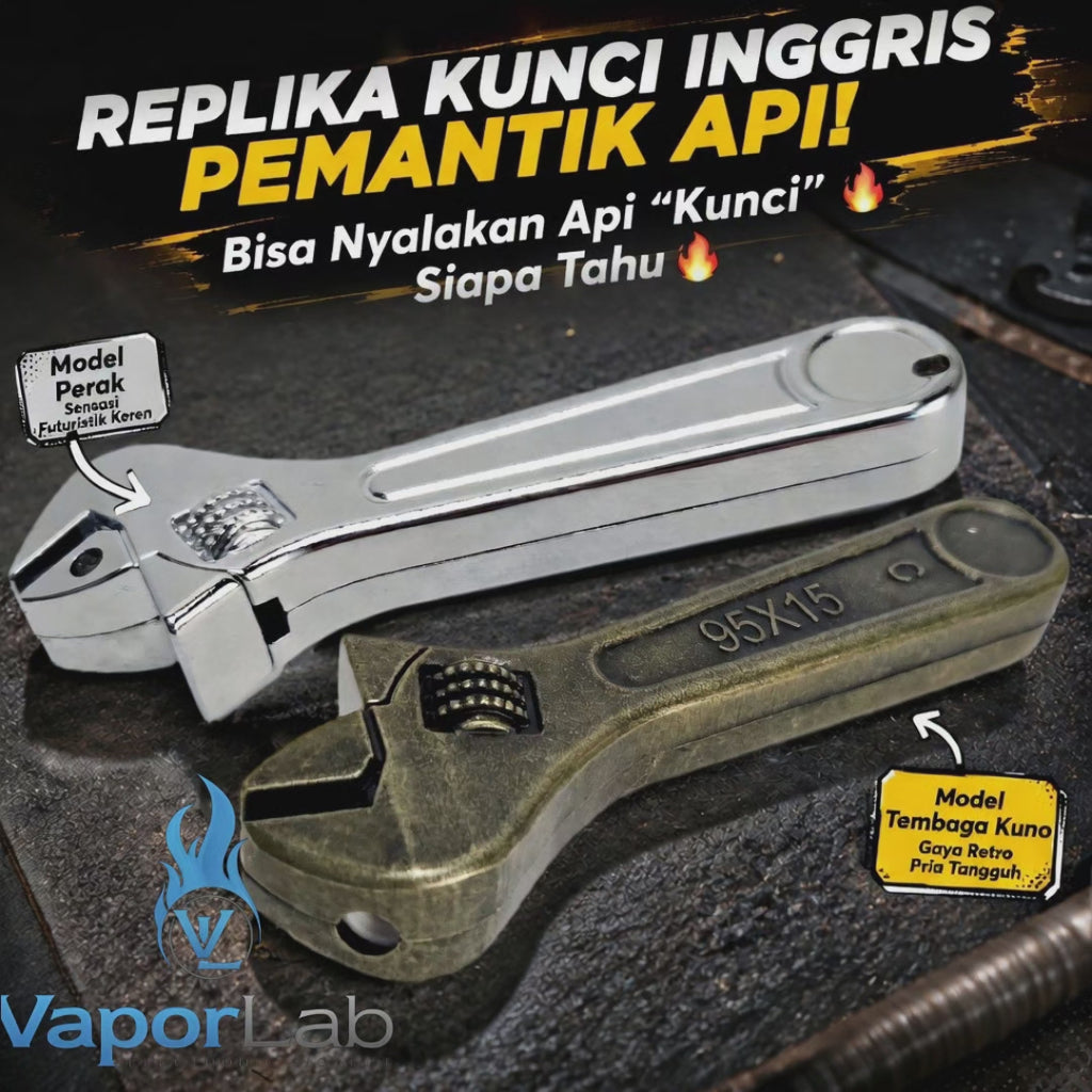 korek api besi lucu unik model kunci inggris gas mudah diisi ulang fun metal wrench refillable gas lighter 3848