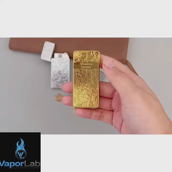 korek api gas pakai roda batu classic refillable gas lighter slim tipis ukiran batik
