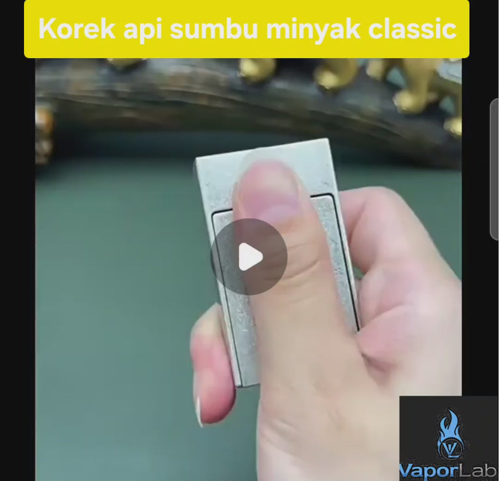 korek api minyak sumbu roda classic vintage oil kerosene retro lighter Blessrro persegi