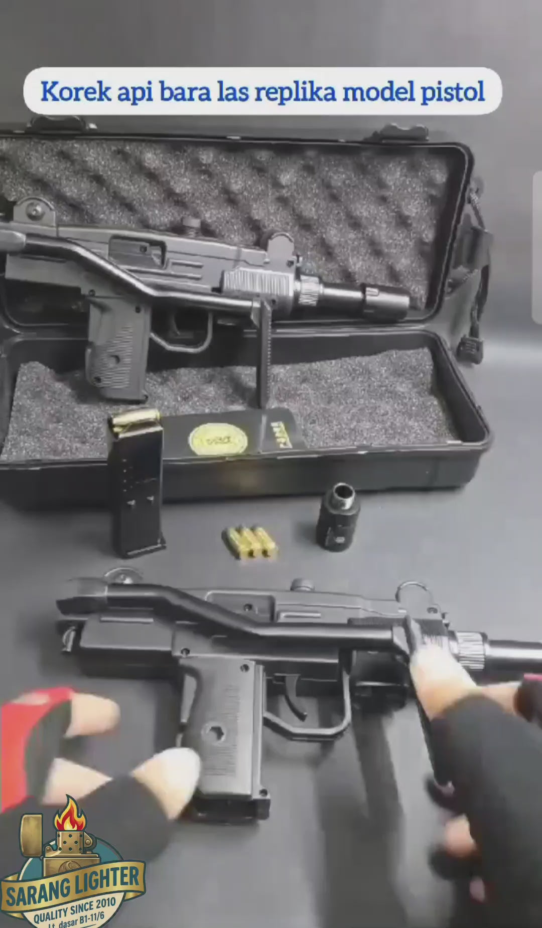 korek api bara las replika model kit pistol uzzi gun display jet torch refillable gas lighter 037B