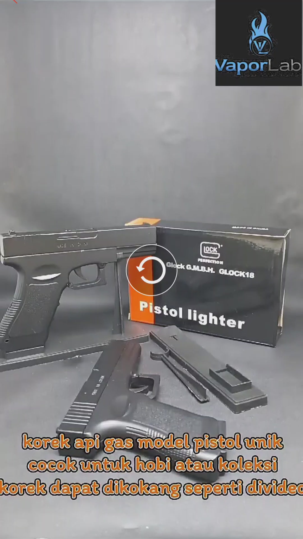 korek api gas bisa diisi ulang api bara merah model pistol glok 18 gun jet torch refillable gas lighter display collections