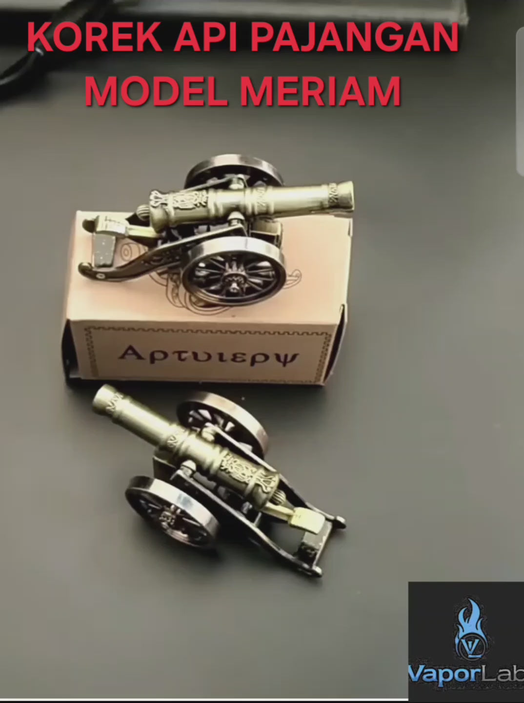 korek api pajangan antik unik model meriam bahan besi gas bisa diisi ulang nyala bara canon classic gas lighter display 3844