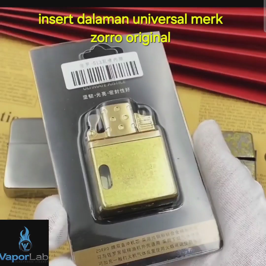 insert dalaman merk zorro original dengan korek api bara las untuk pengganti korek api model sipo replacement insert with refillable gas jet torch lighter