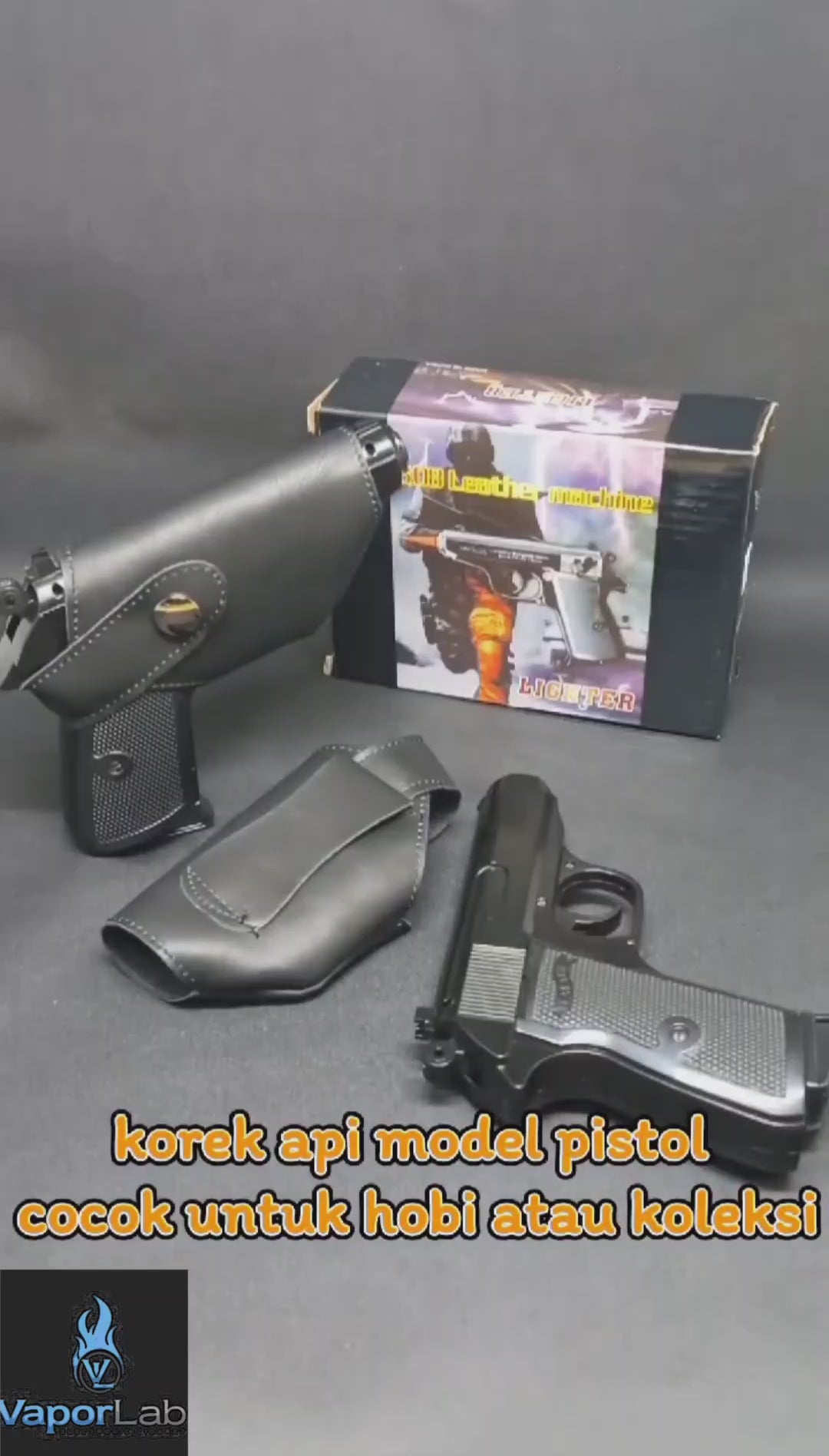 korek api gas isi ulang bara merah model pistol walther ppk besi refillable gas metal gun lighter collection display pajangan
