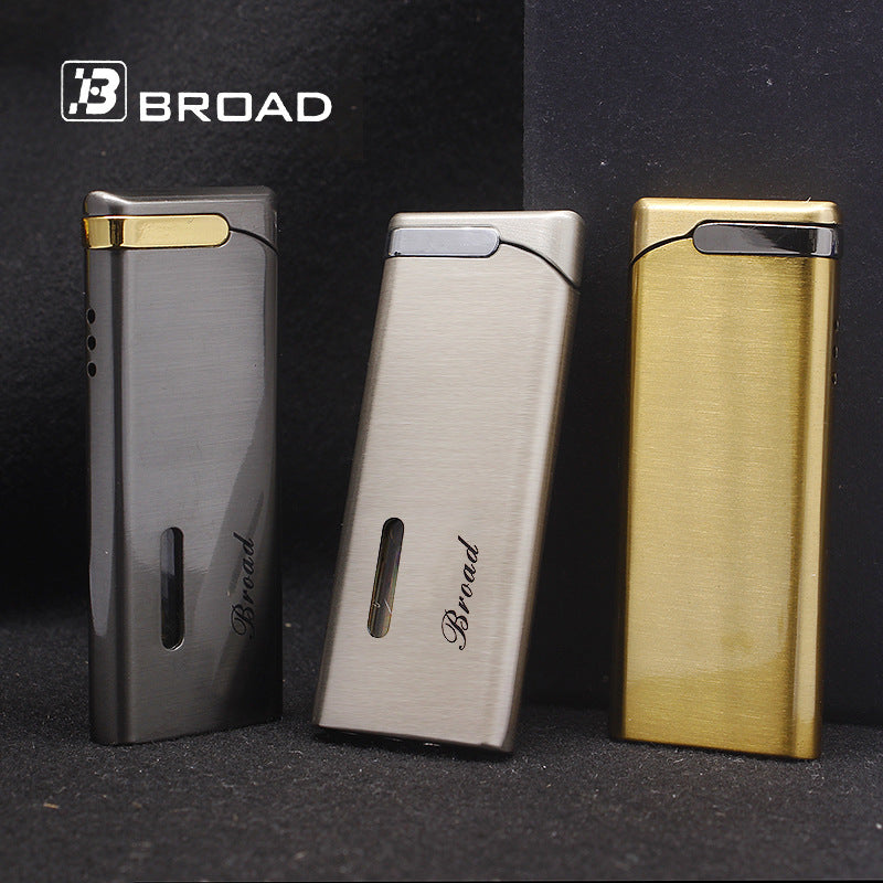 mancis korek api bara merah isi ulang gas BROAD elegant slim design refillable gas lighter dengan kaca indikator