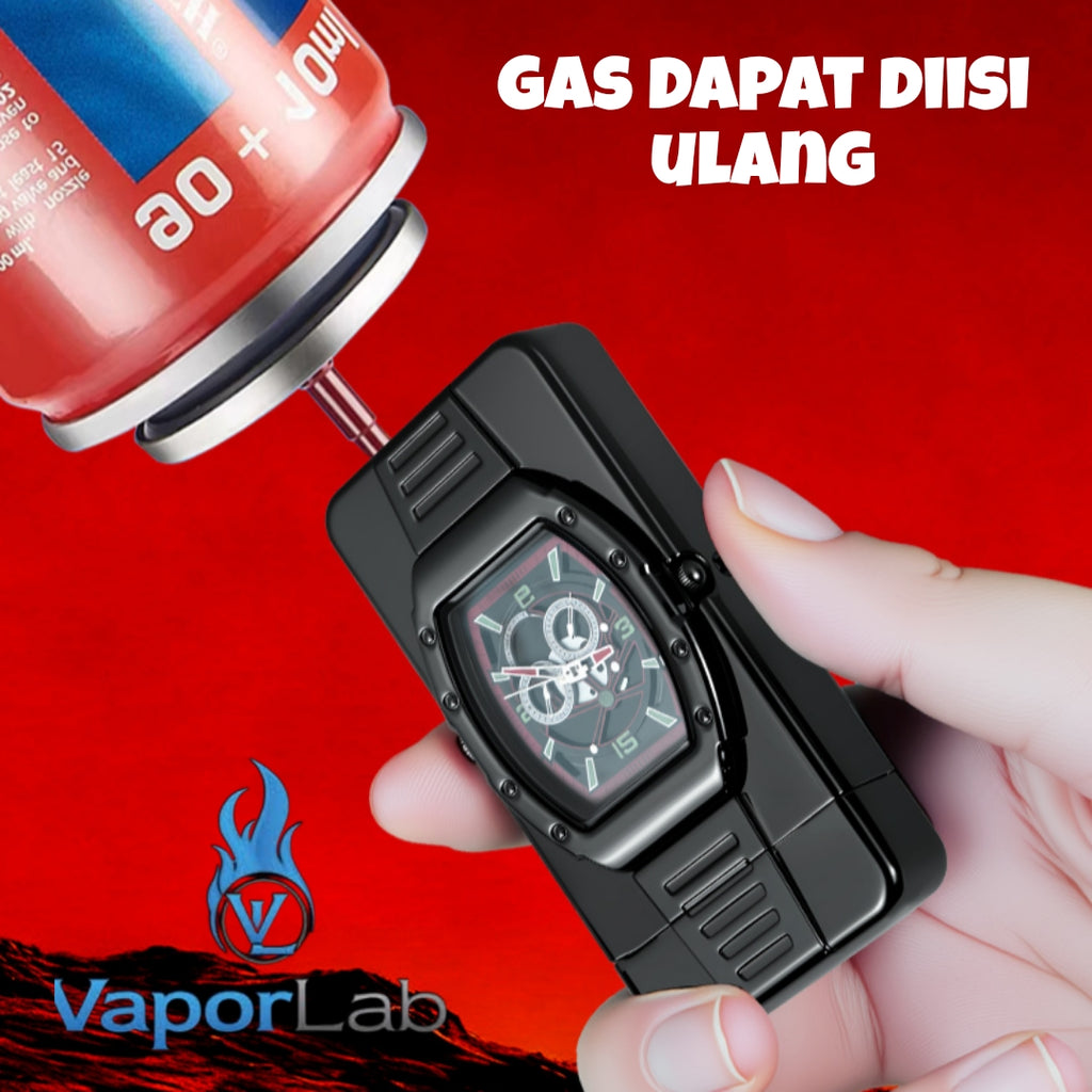 korek api gas bara las model jam jet torch watch refillable gas lighter with gift box mewah