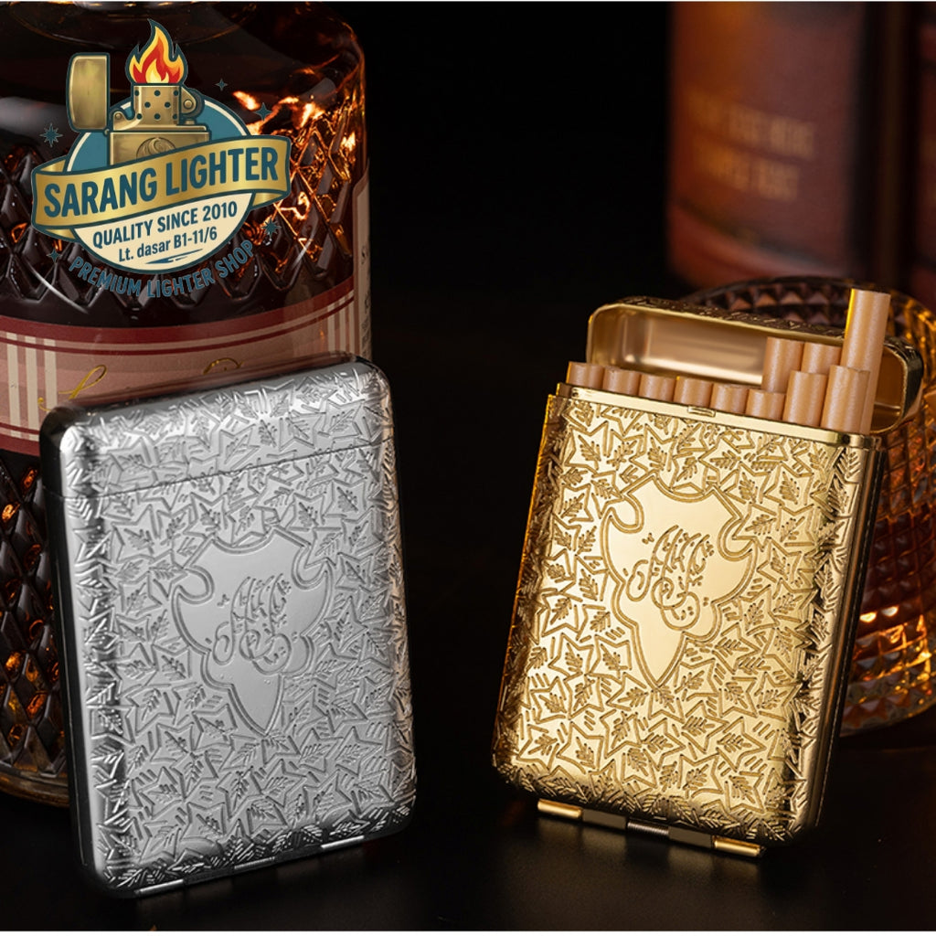 kotak tempat simpan rokok slim atau reguler size vintage metal cigarette case model peaky blinders retro metal design